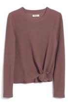 Women's Madewell Texture & Thread Front Knot Jacquard Top - Purple