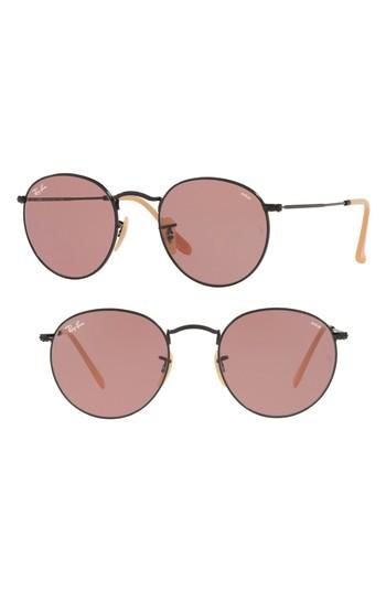 Women's Ray-ban 53mm Polarized Photochromic Round Sunglasses - Violet