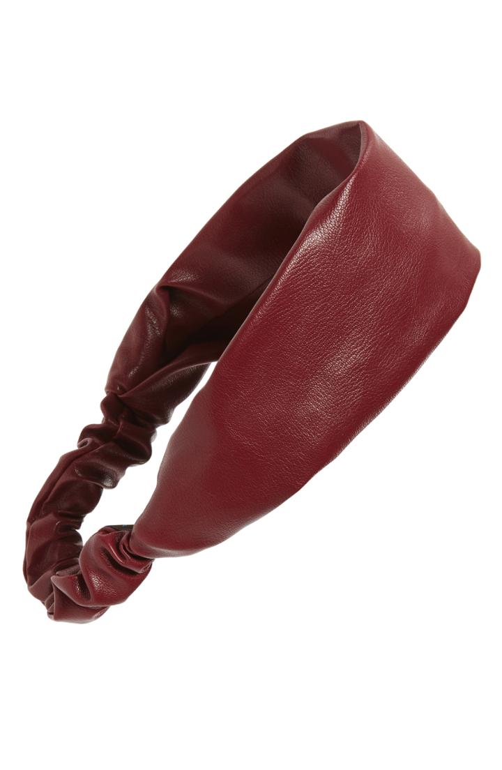 Tasha Faux Leather Head Wrap, Size - Burgundy