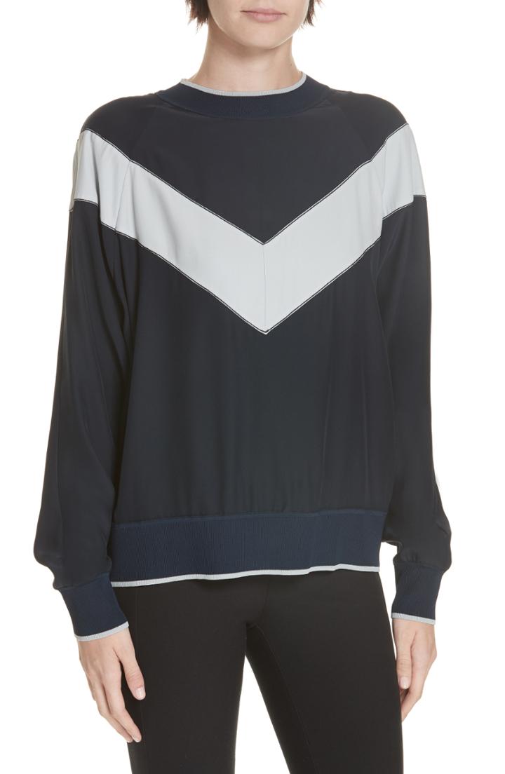 Women's Rag & Bone Hannah Chevron Silk Top, Size - Black