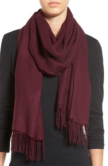 Women's Nordstrom Tissue Weight Wool & Cashmere Scarf, Size - Burgundy