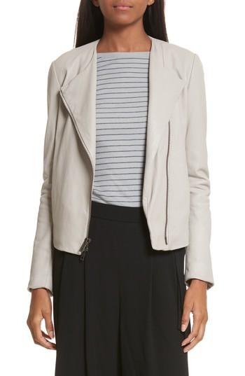Women's Vince Cross Front Leather Jacket - Grey