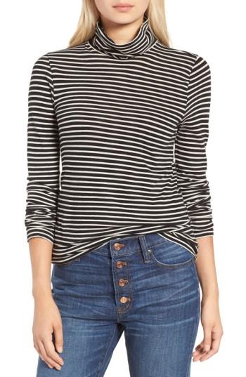 Women's J.crew Stripe Tissue Turtleneck Tee - Black