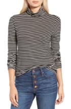 Women's J.crew Stripe Tissue Turtleneck Tee - Black