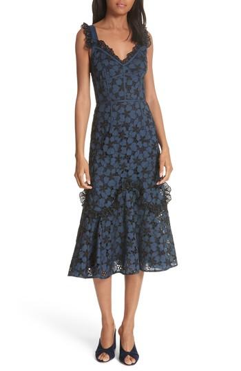 Women's Rebecca Taylor Adriana Eyelet Midi Dress - Blue