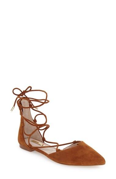Women's Louise Et Cie 'abri' Pointy Toe Ghillie Flat M - Brown