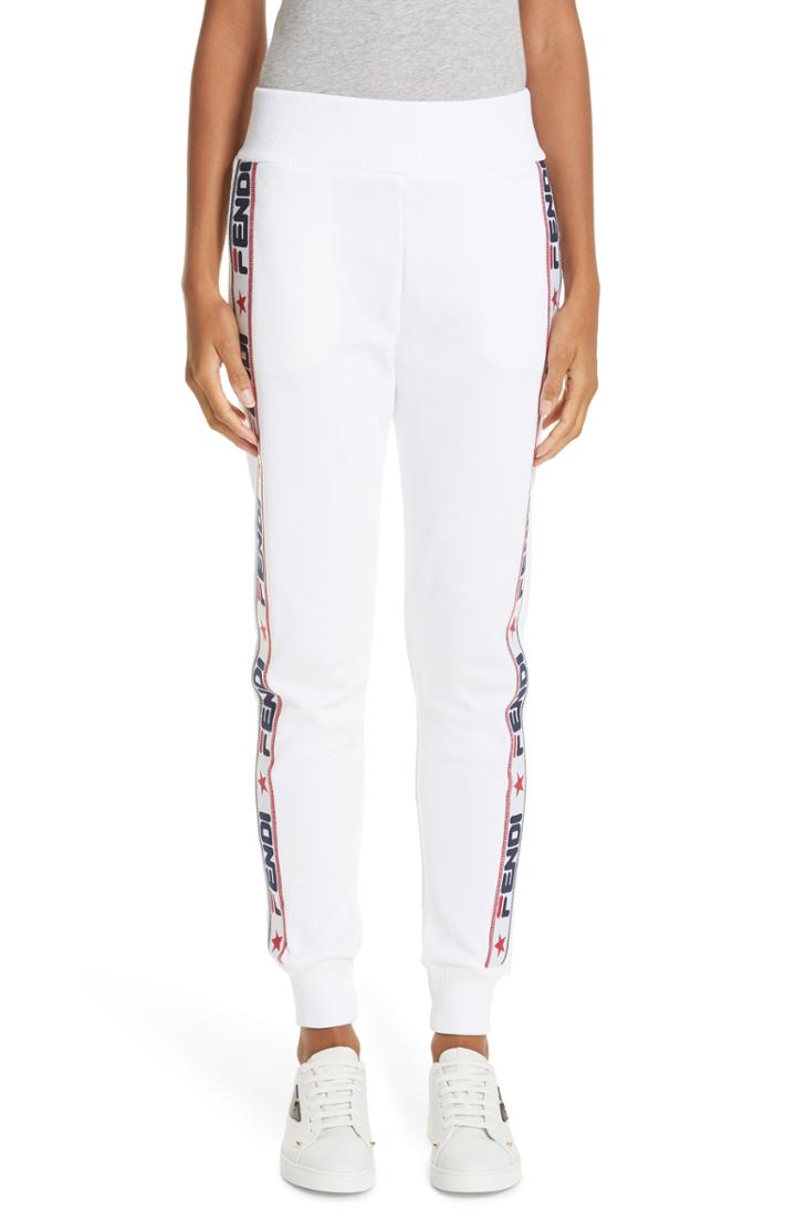 Women's Fendi X Fila Mania Logo Jersey Track Pants Us / 36 It - White