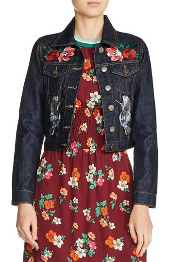 Women's Maje Embroidered Raw Denim Jacket