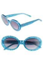 Women's Vow London Selena 53mm Oval Sunglasses - Blue Glitter/ Smoke