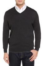 Men's Thomas Dean Merino Wool Blend V-neck Sweater - Grey