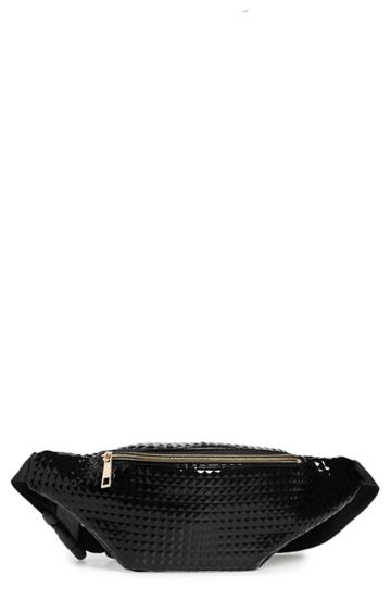 Jane & Berry Geo Embossed Belt Bag - Black