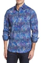 Men's Stone Rose Slim Fit Geometric Fx Print Sport Shirt - Purple