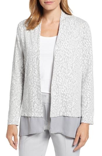 Women's Chaus Animal Jacquard Cardigan - Grey