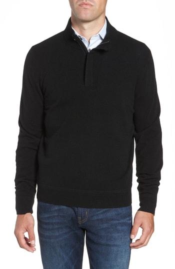 Men's Nordstrom Men's Shop Regular Fit Quarter Zip Cashmere Sweater - Black