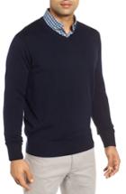 Men's Peter Millar Wool & Silk V-neck Sweater - Blue