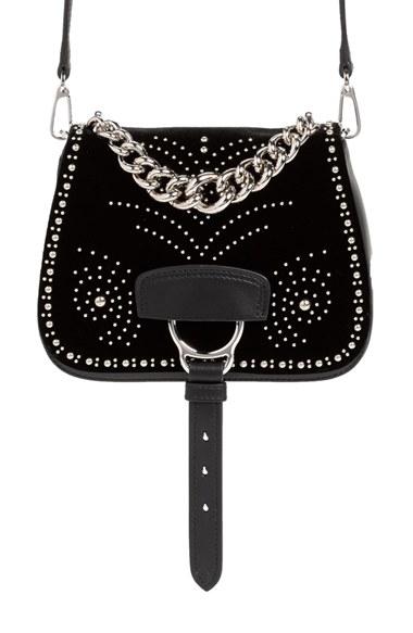 Miu Miu 'small Dahlia' Velvet & Calfskin Leather Saddle Bag -