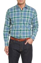 Men's Peter Millar Rocky Regular Fit Plaid Sport Shirt - Green