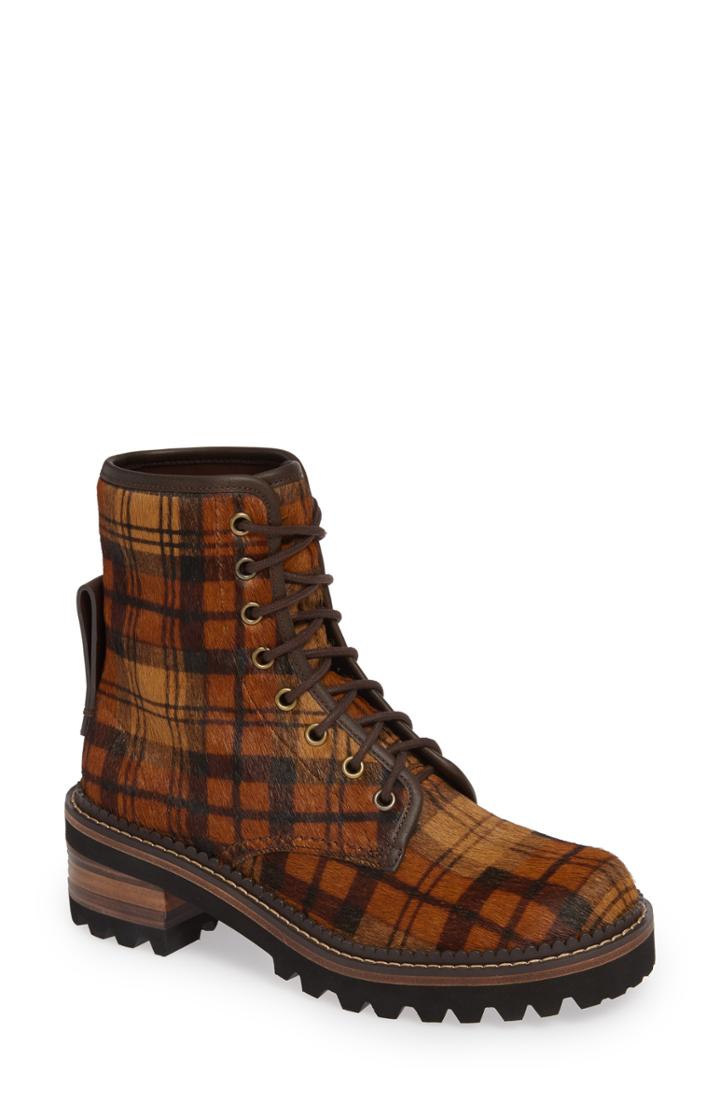 Women's See By Chloe Marta Genuine Calf Hair Combat Boot Us / 37eu - Brown