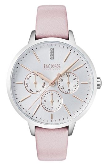 Women's Boss Symphony Leather Strap Watch, 38mm