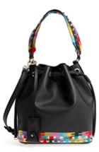 Valentino Garavani Geo Embroidery Leather Bucket Bag - Black