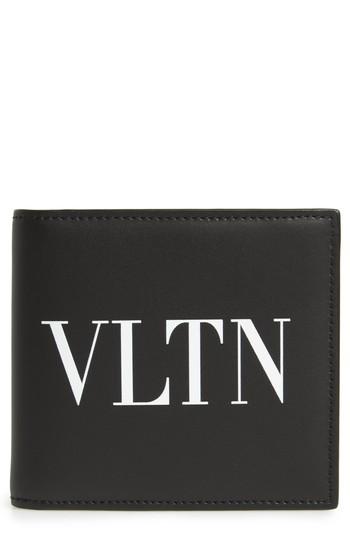 Men's Valentino Garavani Leather Wallet - Black