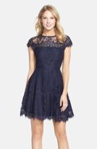 Women's Bb Dakota 'rhianna' Illusion Yoke Lace Fit & Flare Dress - Blue