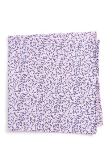 Men's Calibrate 'floral Vine' Cotton Pocket Square, Size - Pink