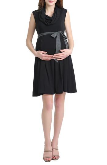 Women's Kimi And Kai Megan Cowl Neck Maternity/nursing Dress - Black