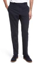 Men's Zanella Parker Flat Front Solid Stretch Cotton Trousers - Blue