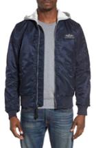 Men's Alpha Industries Lightweight L2-b Flight Jacket With Knit Hood, Size - Blue