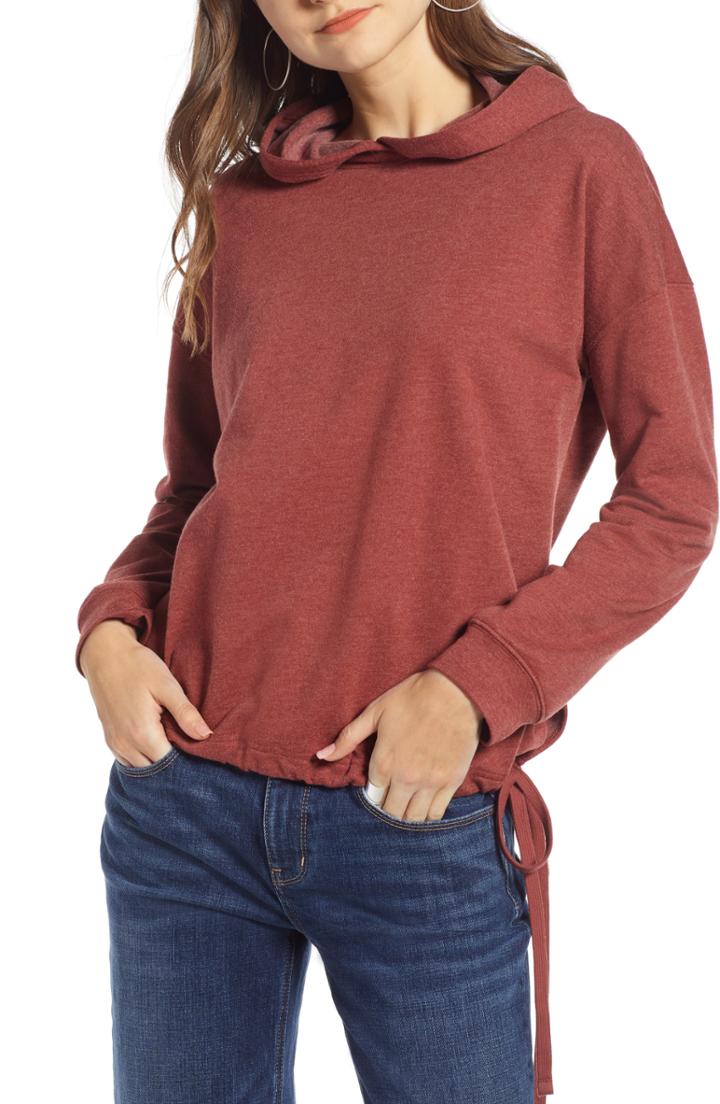 Women's Treasure & Bond Drawstring Detail Hoodie, Size - Burgundy