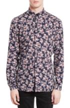 Men's The Kooples Floral Print Sport Shirt - Blue