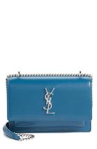 Women's Saint Laurent Sunset Leather Wallet On A Chain - Green