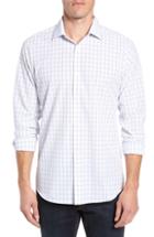 Men's Mizzen+main Sanders Slim Fit Check Performance Sport Shirt, Size - White