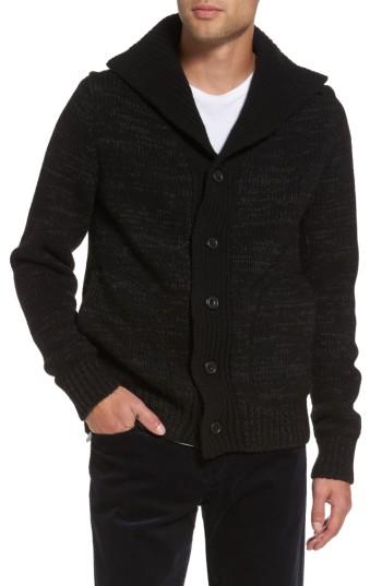 Men's Vince Marled Stand Collar Cardigan, Size - Black