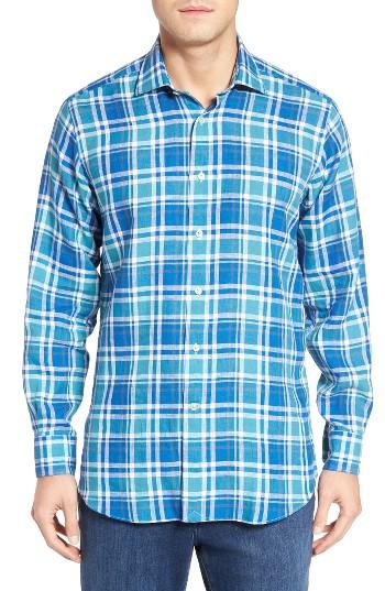 Men's Robert Talbott Crespi Iv Tailored Fit Sport Shirt - Blue/green