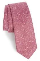 Men's Calibrate Lindsay Floral Print Silk & Cotton Tie, Size - Pink