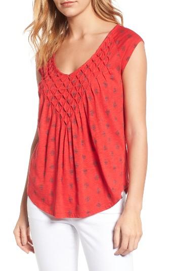 Women's Lucky Brand Pintuck Print Top