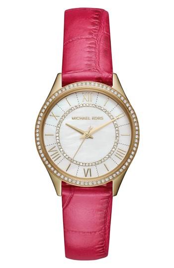 Women's Michael Kors Mini Lauryn Leather Strap Watch, 33mm