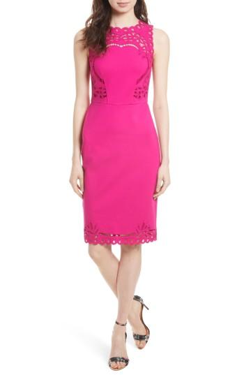 Women's Ted Baker London Verita Cutout Yoke Sheath Dress - Pink