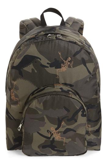 Men's Alexander Mcqueen Dancing Skeleton Camo Backpack - Green