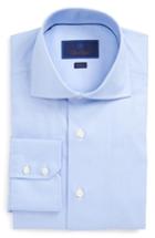 Men's David Donahue Trim Fit Herringbone Weave Dress Shirt .5 32/33 - Blue