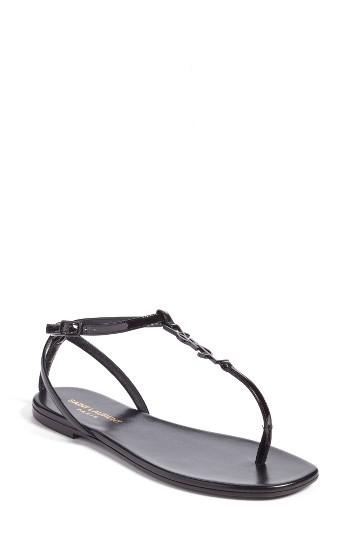 Women's Saint Laurent Nu Pied T-strap Sandal Us / 37eu - Black