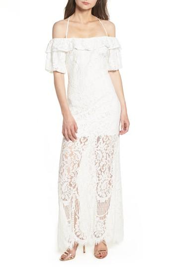 Women's Wayf Tasha Off The Shoulder Halter Maxi Dress - Ivory