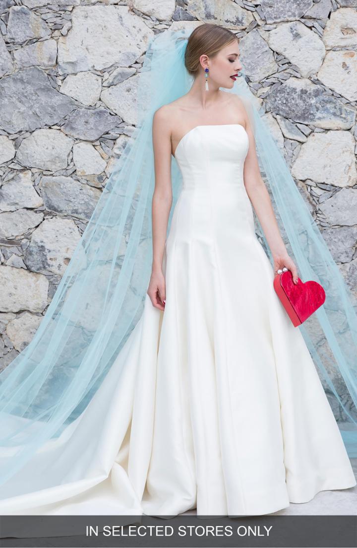 Women's Watters Laska Strapless Silk Mikado Ballgown, Size - Ivory
