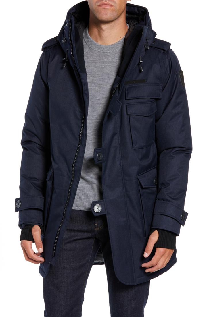 Men's Nobis Shelby Windproof & Waterproof 650-fill Power Down Military Fishtail Parka - Blue