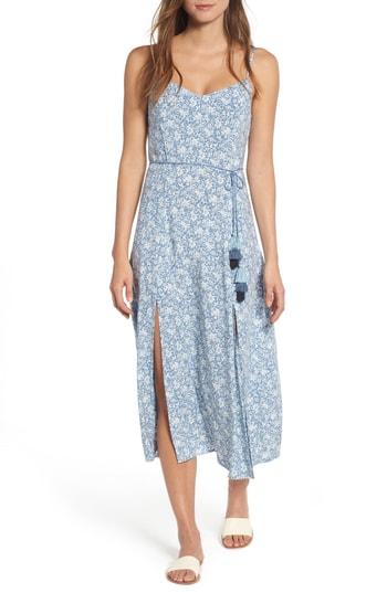 Women's Love, Fire Floral Print Maxi Dress - Blue