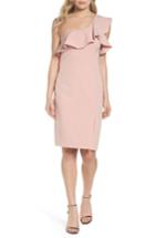 Women's Bardot One-shoulder Ruffle Sheath Dress - Pink