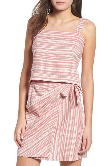Women's Bp. Stripe Linen Blend Tank Top, Size - Red