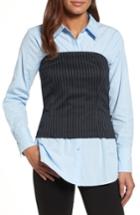 Women's Pleione Menswear Bustier Shirt, Size - Blue